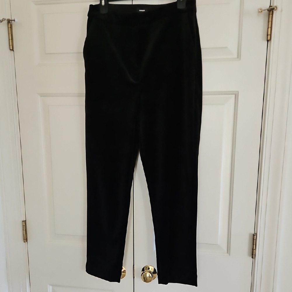 Express Editor Straight High Rise Black Velvet Ankle Pants SIZE 10R